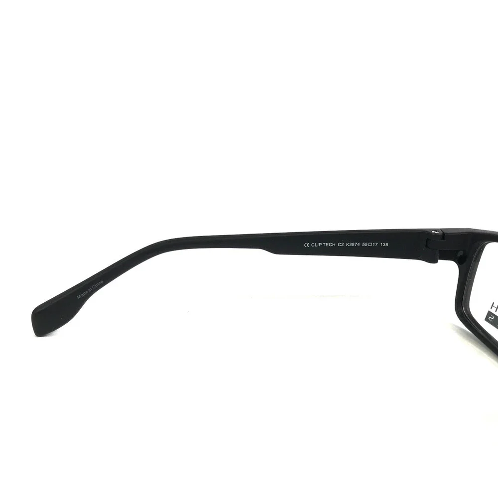 Clip Tech Choices Eyeglasses Frames K3874 C2 Black Rectangle Full Rim 55-17-38